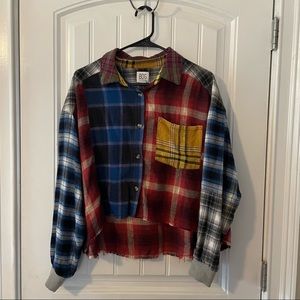 BDG Cropped Patchwork Flannel